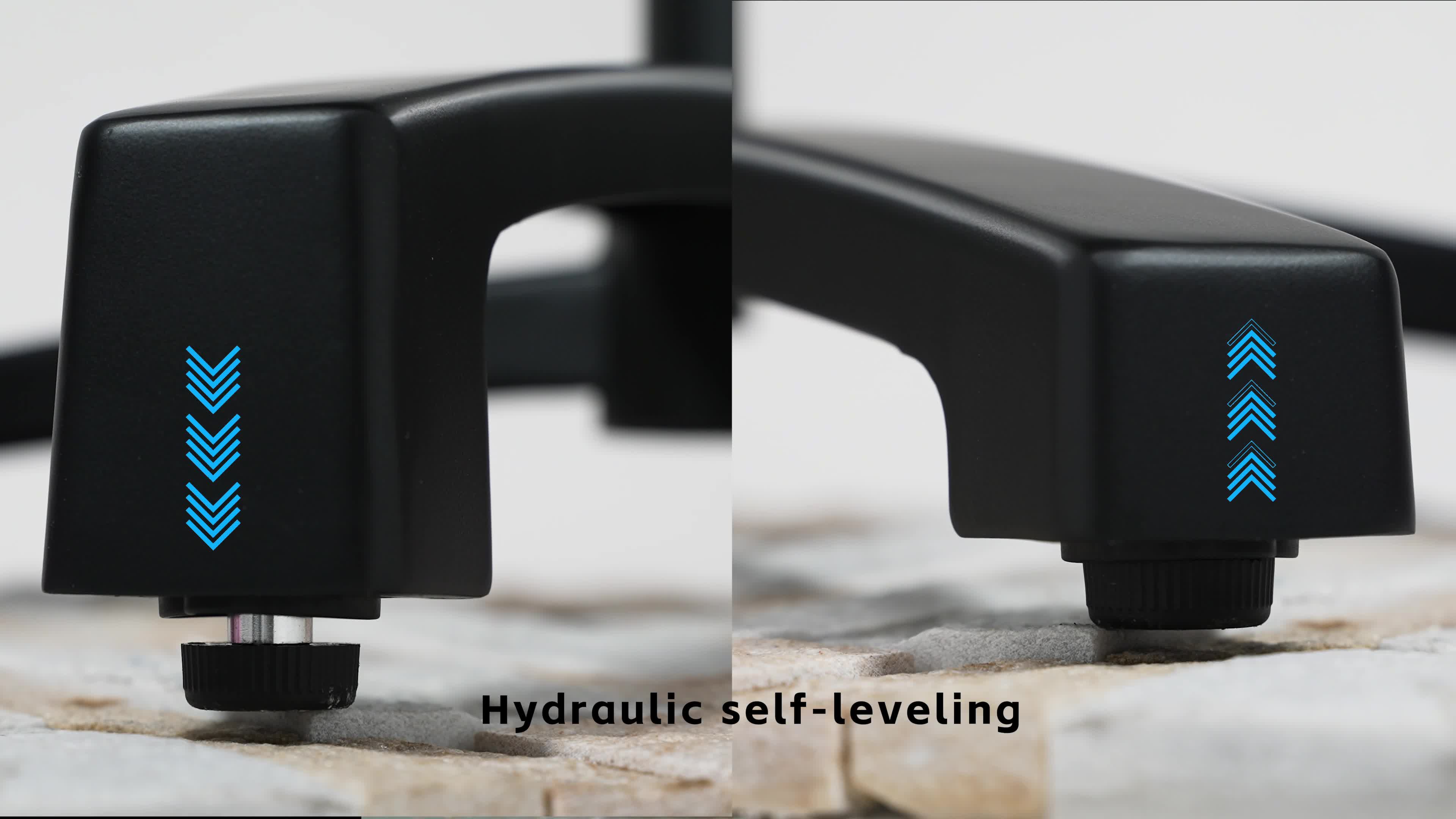 video thumbnail of METRO PROFESSIONAL Table pliante MASSINI, aluminium, 60 x 60 cm, plateau de table HPL, pieds de nivellement réglables automatiquement, noir