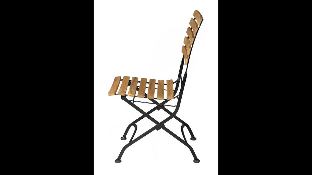 video thumbnail of METRO PROFESSIONAL Klappstuhl Baviera 2er Set, Stahl/Akazienholz, natur/schwarz