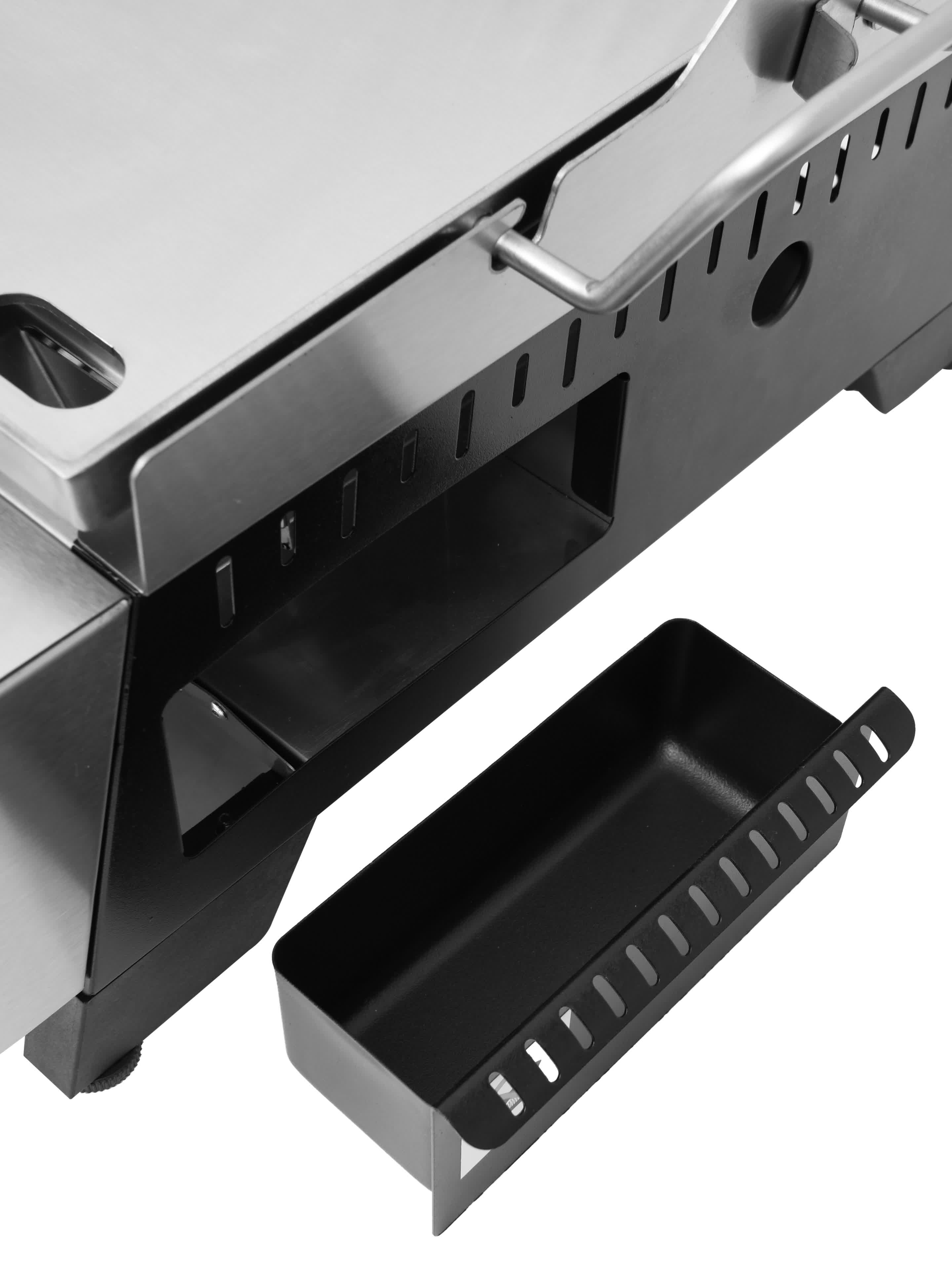 video thumbnail of METRO PROFESSIONAL 3-Brenner Tisch Gasgrill mit Plancha Tornada, 61.5 x 32 cm, Edelstahl, silber