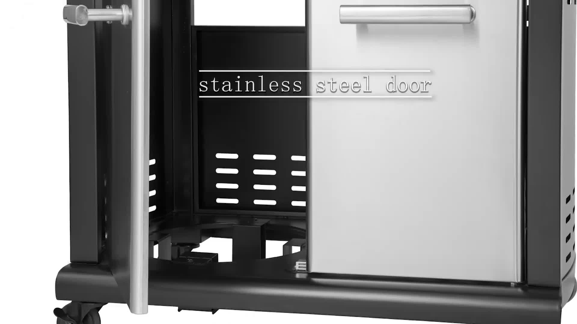 video thumbnail of Tarrington House 5-Brenner Gasgrill Mohim, Edelstahl / Stahl, 150 x 58 x 131 cm, Seitennbrenner, Thermometer, Ablagetisch, fahrbar, silber / anthrazit