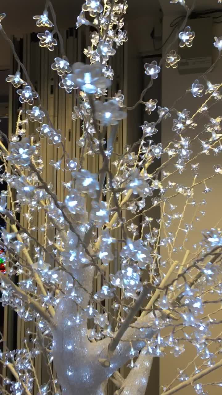 video thumbnail of METRO Professional Albero di ciliegio in fiore, 2 x 1,9 x 2,8 m, 1380 LED, 18 W, resistente alla corrosione, bianco freddo