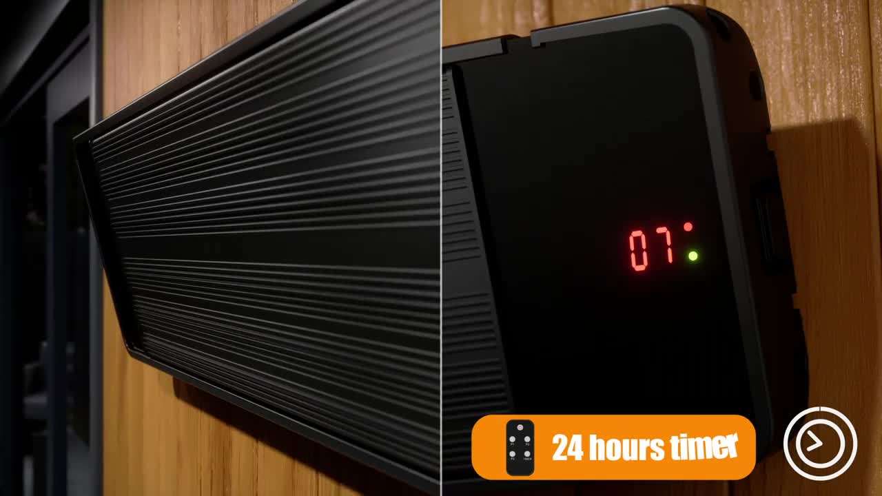 video thumbnail of METRO PROFESSIONAL Calefactor de terraza EPH1800, aluminio, 120 x 20 x 5 cm, 3 niveles de calefacción, negro