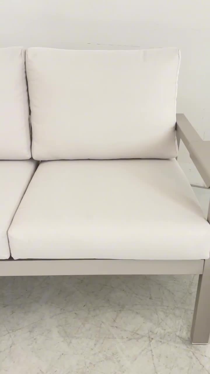 video thumbnail of Tarrington House Outdoor Lounge-Set, Picton 4-tlg., Stahl, 2 Einzelsesseln, 1 3-Sitzer Sofa, 1 Couchtisch, beige