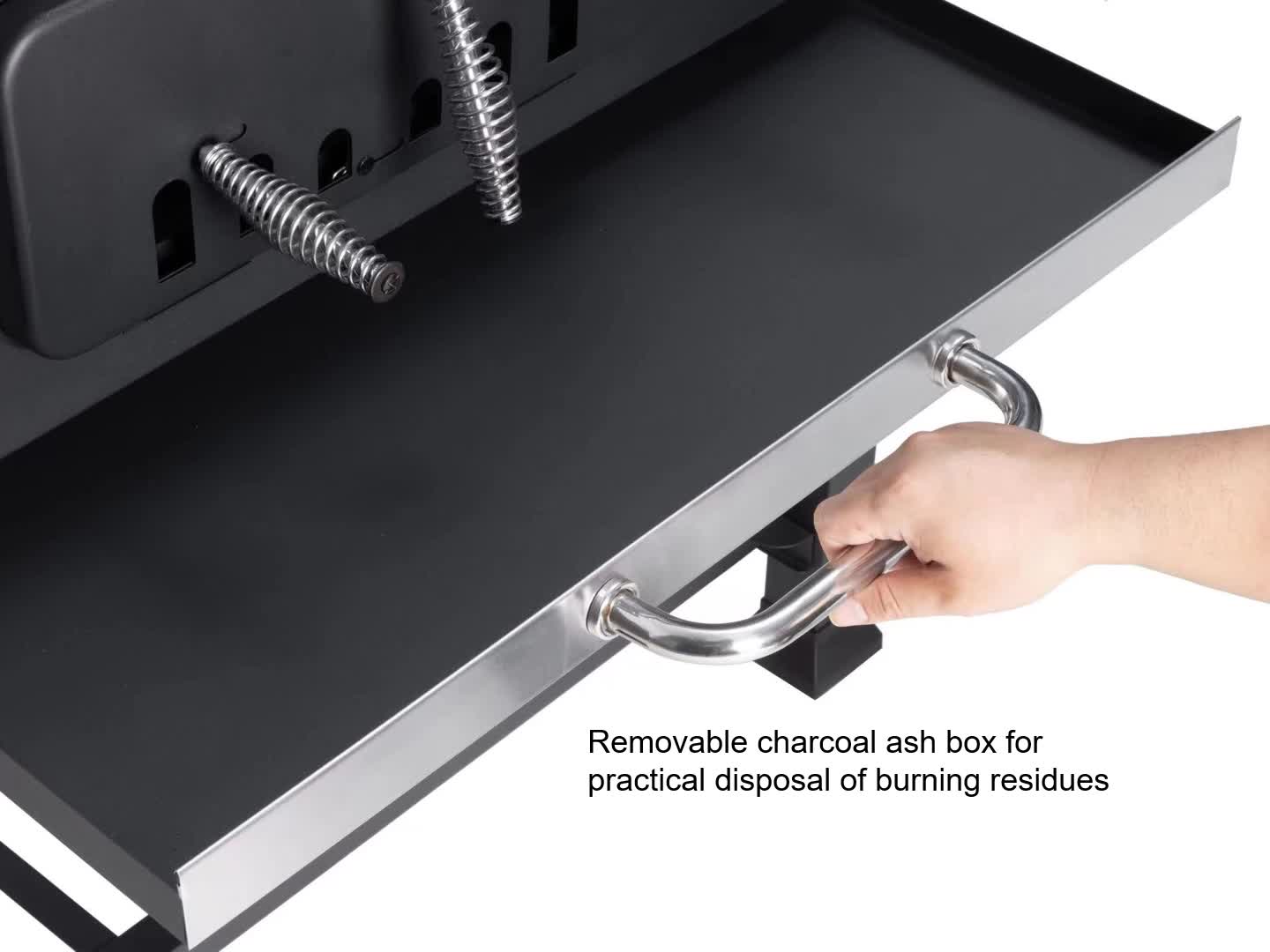 video thumbnail of Tarrington House Grelhador a carvão Memphis XL, superfície de grelha 46.5 x 71.5 cm, com mesas de arrumação, móvel, aço, preto