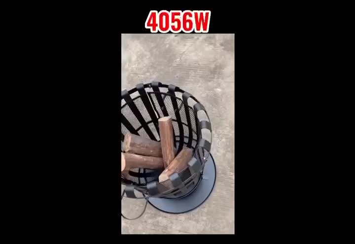 video thumbnail of Tarrington House Brasero, acero, ø 52 x 55 cm, cesta de fuego de alta calidad con asas y recipiente de recogida, redonda, negra